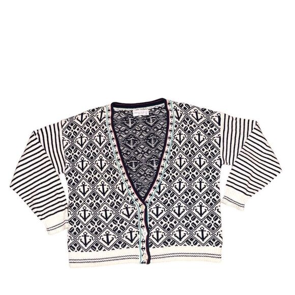 Vintage Robert Scott 100% Cotton Nautical Themed Cardigan - Picture 1 of 11